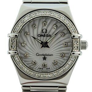 Omega 22.5mm Ladies Constellation MOP Dial Diamond Bezel Watch